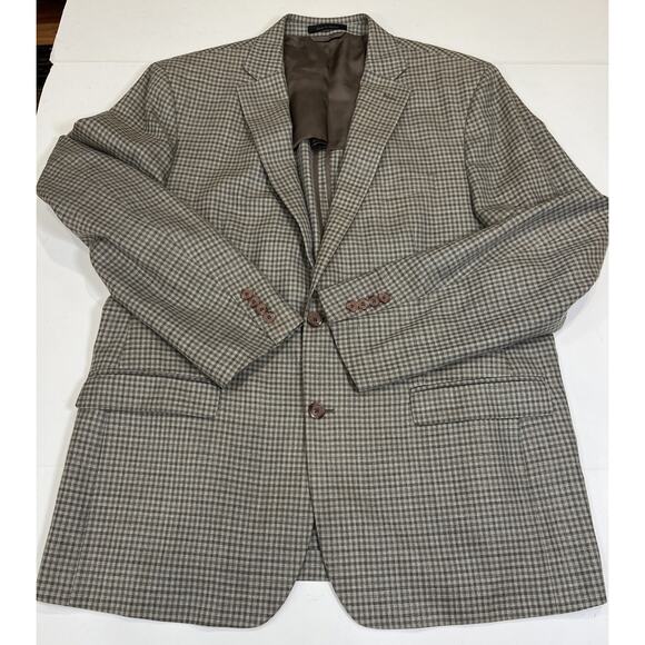 Lauren‎ Ralph Lauren Brown Grey Gingham Check 2 Button Blazer 46L - Picture 4 of 9